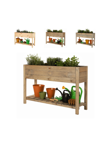 Drewniany ziołownik z półką OBM / 118x40 cm / Brązowy