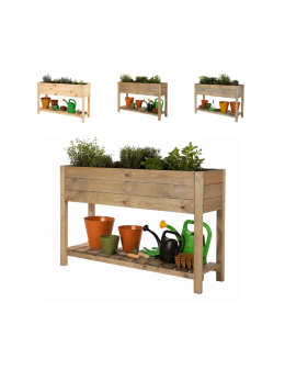 Drewniany ziołownik z półką OBM / 118x40 cm / Brązowy