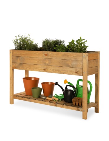 Drewniany ziołownik z półką OBM / 118x40 cm / Brązowy - product 2