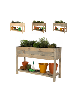 Drewniany ziołownik z półką OBM / 118x40 cm / Szary