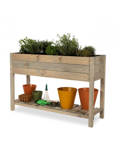 Drewniany ziołownik z półką OBM / 118x40 cm / Szary - product 2