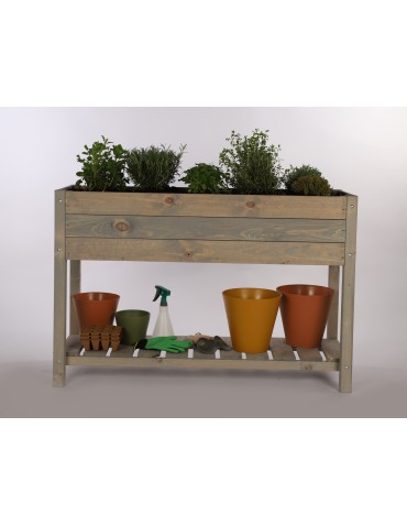 Miniszklarnie i Inspekty - Drewniany ziołownik z półką OBM / 118x40 cm / Szary - product 6