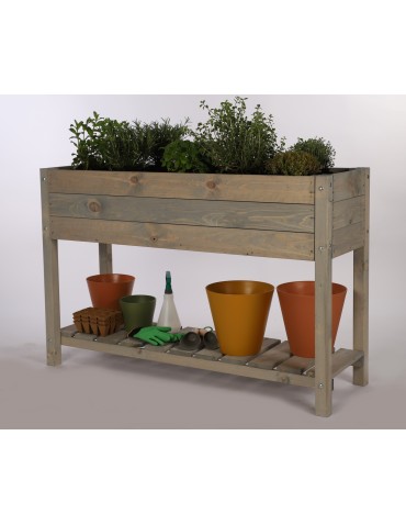 Miniszklarnie i Inspekty - Drewniany ziołownik z półką OBM / 118x40 cm / Szary - product 7