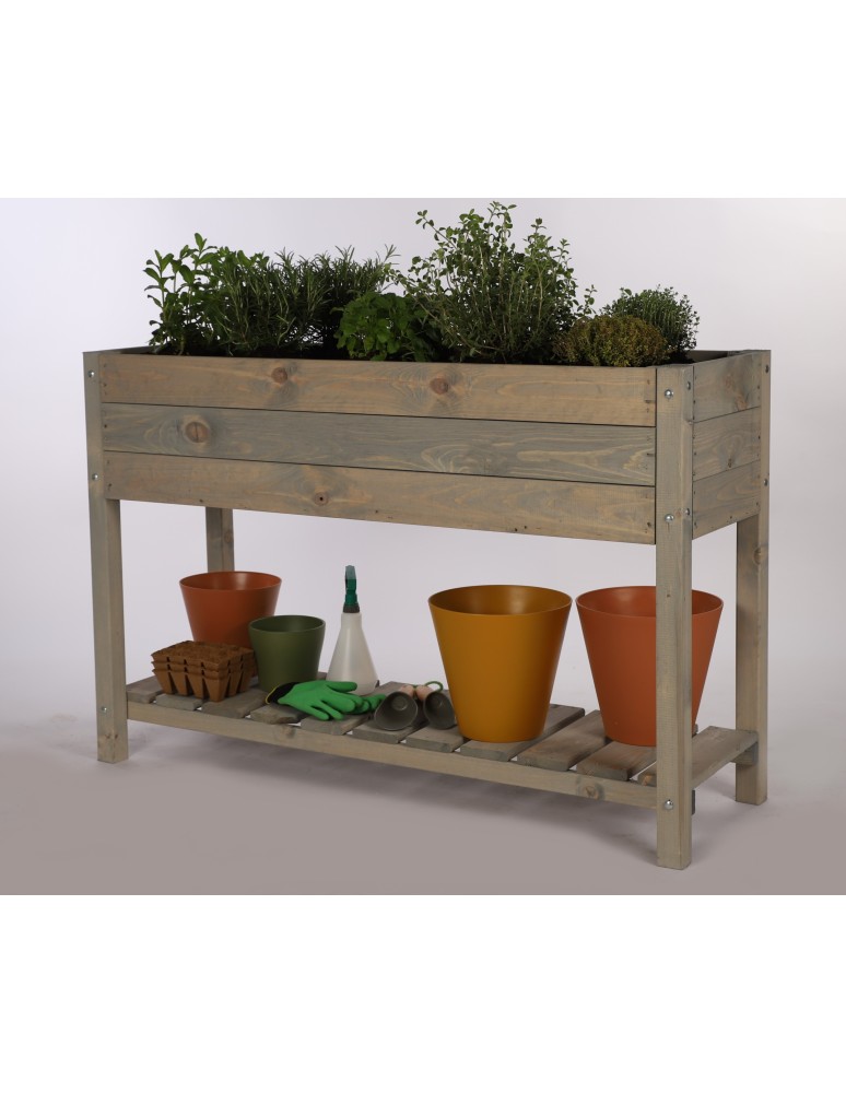 Miniszklarnie i Inspekty - Drewniany ziołownik z półką OBM / 118x40 cm / Szary - product b2b.wamar.biz 7