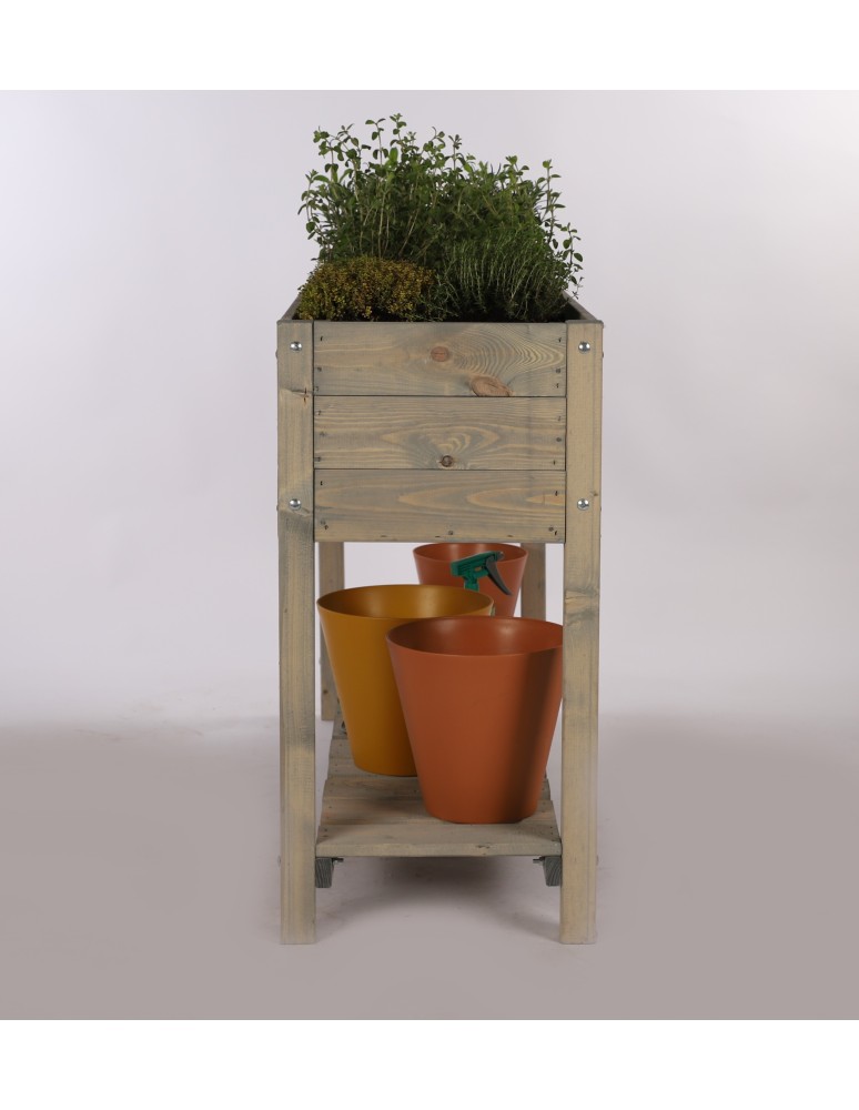 Miniszklarnie i Inspekty - Drewniany ziołownik z półką OBM / 118x40 cm / Szary - product b2b.wamar.biz 8