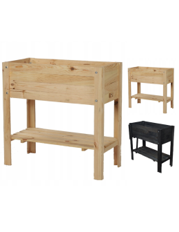 Drewniany ziołownik z półką Z12 / 80x37 cm / Naturalny