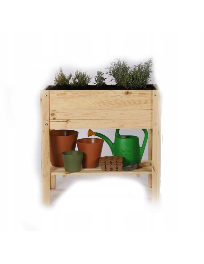 Grządki i Warzywniaki - Drewniany ziołownik z półką Z12 / 80x37 cm / Naturalny - product b2b.wamar.biz 2