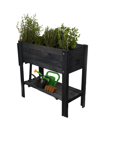 Grządki i Warzywniaki - Drewniany ziołownik z półką Z12 / 80x37 cm / Czarny - product 3