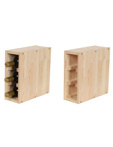 Modułowy Słupek na Wino RW61 (Na 3 Butelki) – Naturalne Drewno