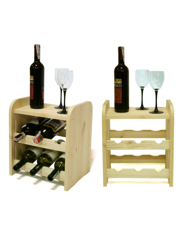 Drewniany regał na wino z półką - RW31 /na 6 butelek/ Naturalny