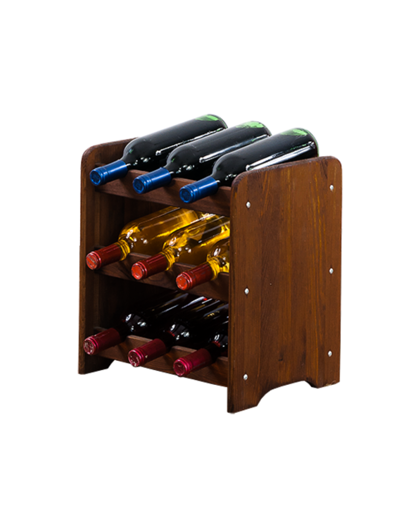 Regały - Drewniany regał na wino - RW31 /na 9 butelek/ Brązowy - product b2b.wamar.biz 1