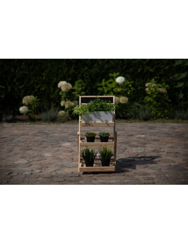 Kwietniki - Drewniana etażerka na kwiaty /70x39x48 cm/ Wykończenie Naturalne - product 6