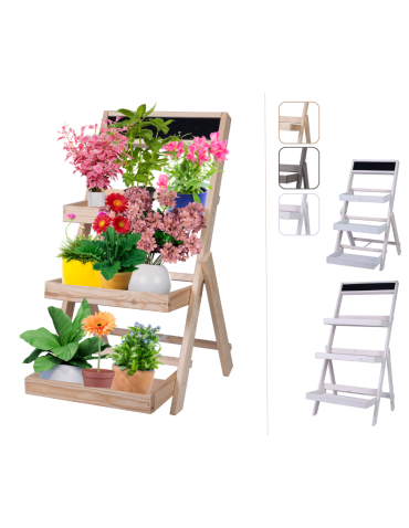 Drewniana etażerka na kwiaty /70x39x48 cm/ Wykończenie Naturalne