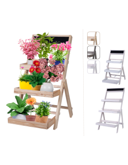 Drewniana etażerka na kwiaty /70x39x48 cm/ Wykończenie Naturalne