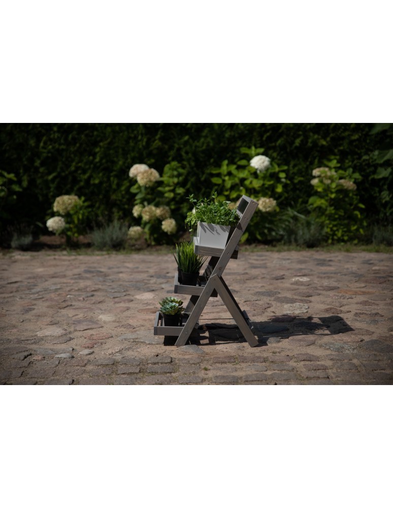 Kwietniki - Drewniana etażerka na kwiaty /70x39x48 cm/ Wykończenie Szare - product b2b.wamar.biz 3