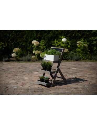 Kwietniki - Drewniana etażerka na kwiaty /70x39x48 cm/ Wykończenie Szare - product 4