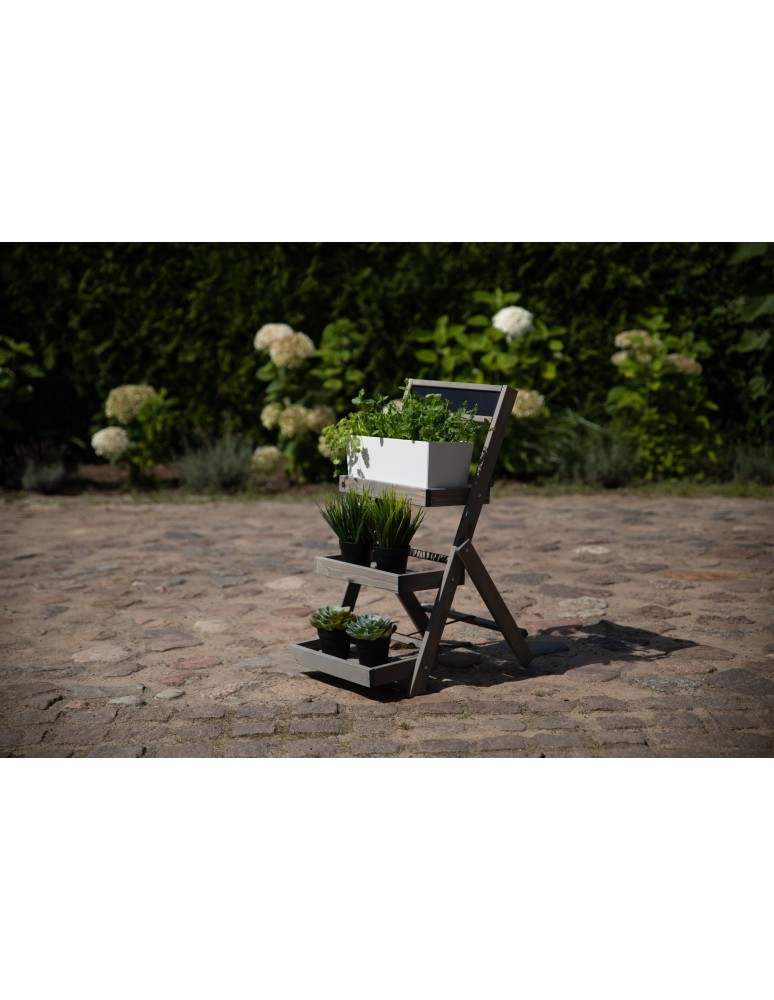 Kwietniki - Drewniana etażerka na kwiaty /70x39x48 cm/ Wykończenie Szare - product b2b.wamar.biz 4