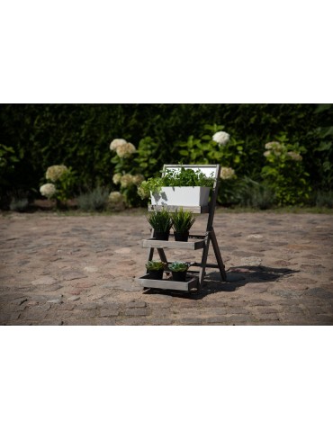 Kwietniki - Drewniana etażerka na kwiaty /70x39x48 cm/ Wykończenie Szare - product 5