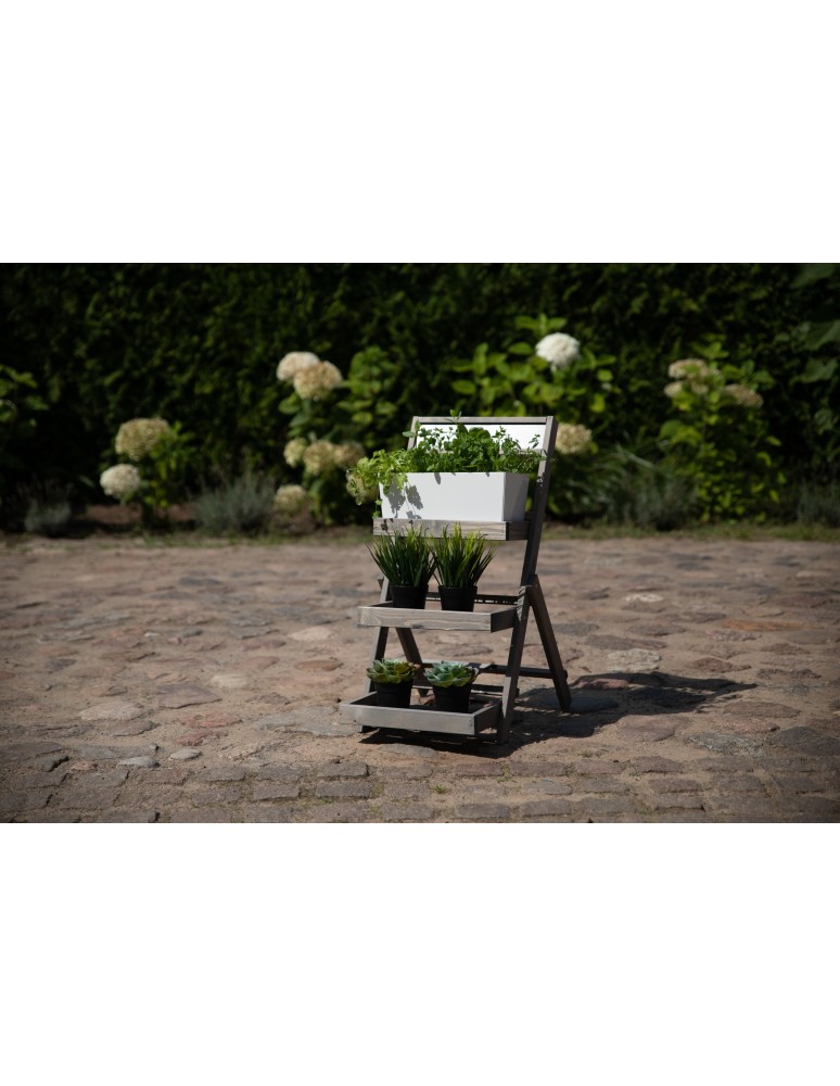 Kwietniki - Drewniana etażerka na kwiaty /70x39x48 cm/ Wykończenie Szare - product b2b.wamar.biz 5
