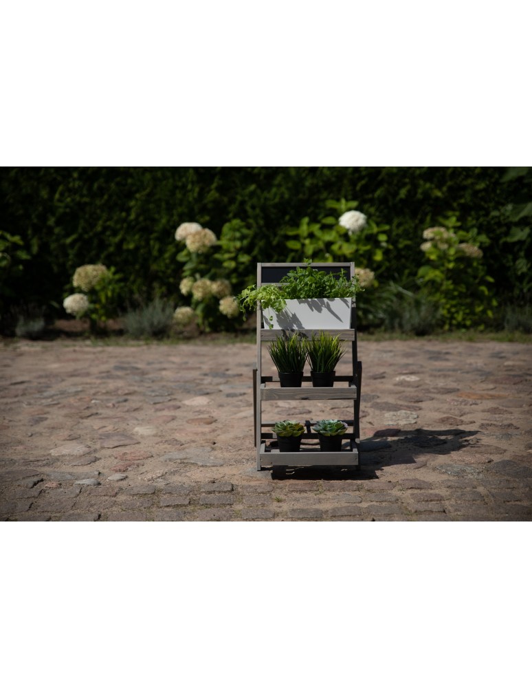 Kwietniki - Drewniana etażerka na kwiaty /70x39x48 cm/ Wykończenie Szare - product b2b.wamar.biz 6