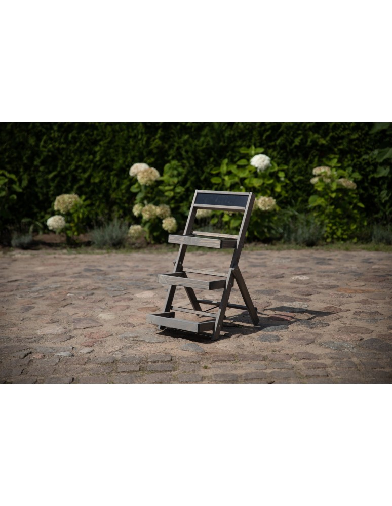 Kwietniki - Drewniana etażerka na kwiaty /70x39x48 cm/ Wykończenie Szare - product b2b.wamar.biz 8