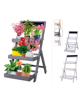 Drewniana etażerka na kwiaty /70x39x48 cm/ Wykończenie Szare