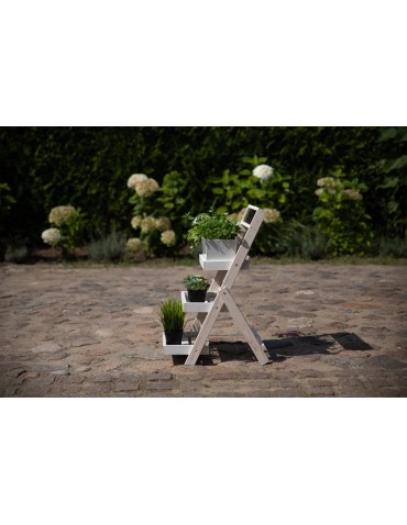 Kwietniki - Drewniana etażerka na kwiaty /70x39x48 cm/ Wykończenie Białe - product 3