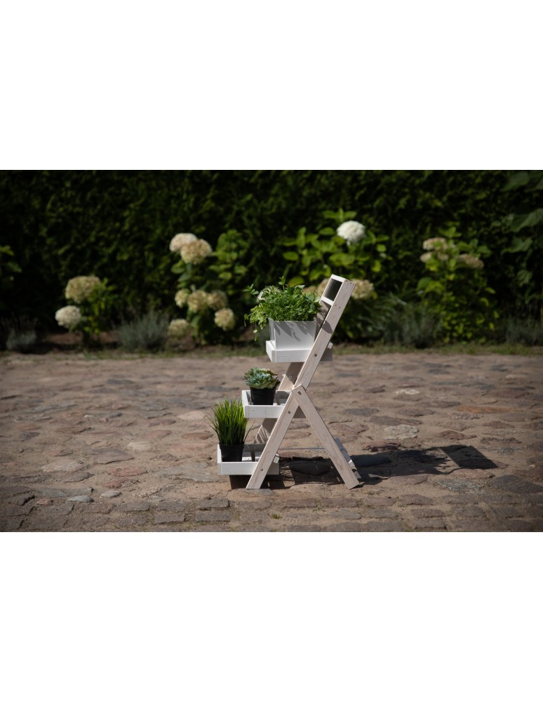 Kwietniki - Drewniana etażerka na kwiaty /70x39x48 cm/ Wykończenie Białe - product b2b.wamar.biz 3