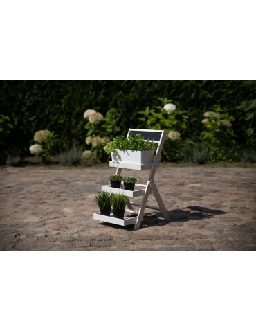 Kwietniki - Drewniana etażerka na kwiaty /70x39x48 cm/ Wykończenie Białe - product 5