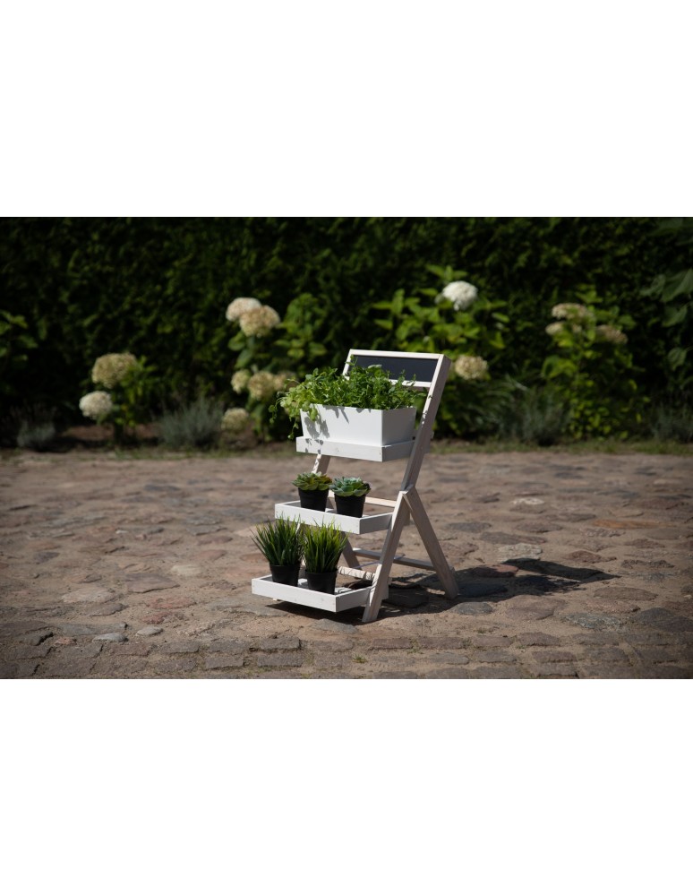 Kwietniki - Drewniana etażerka na kwiaty /70x39x48 cm/ Wykończenie Białe - product b2b.wamar.biz 5