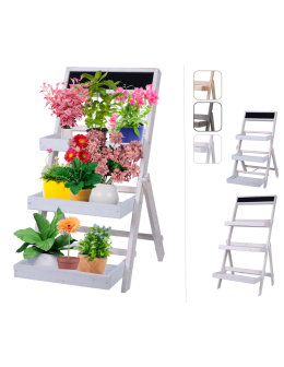 Drewniana etażerka na kwiaty /70x39x48 cm/ Wykończenie Białe