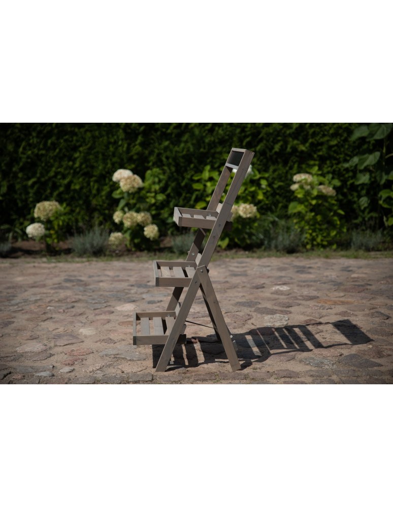 Kwietniki - Drewniana etażerka na kwiaty /100x52x52 cm/ Wykończenie Szare - product b2b.wamar.biz 6