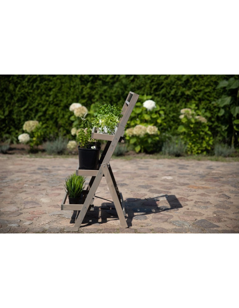 Kwietniki - Drewniana etażerka na kwiaty /100x52x52 cm/ Wykończenie Szare - product b2b.wamar.biz 10