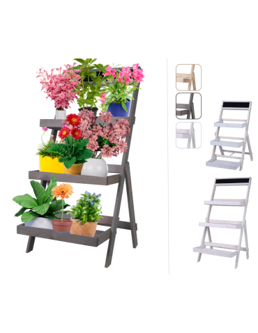 Drewniana etażerka na kwiaty /100x52x52 cm/ Wykończenie Szare