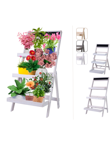 Drewniana etażerka na kwiaty /100x52x52 cm/ Wykończenie Białe