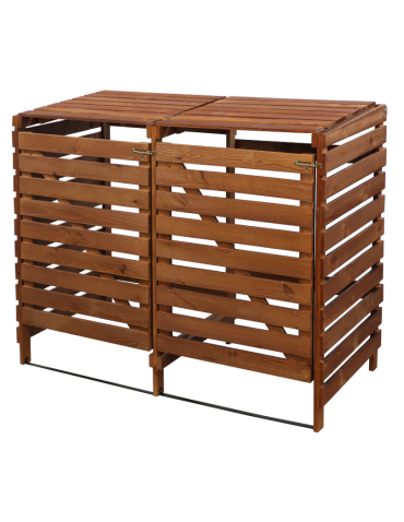 Podwójna obudowa na kosze OBK 2x120L Brązowa - product 2