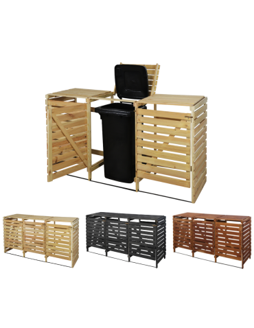 Potrójna obudowa na kosze OBK 3x120L Naturalna