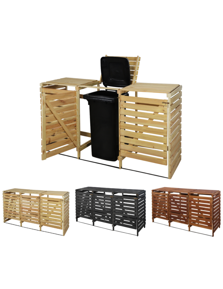 Obudowy na Kosze - Potrójna obudowa na kosze OBK 3x120L Naturalna - product b2b.wamar.biz 1
