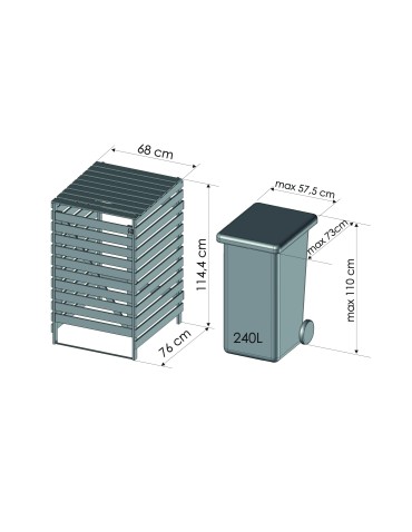 Obudowy na Kosze - Pojedyncza obudowa na kosze OBK 1x240L Naturalna - product 7