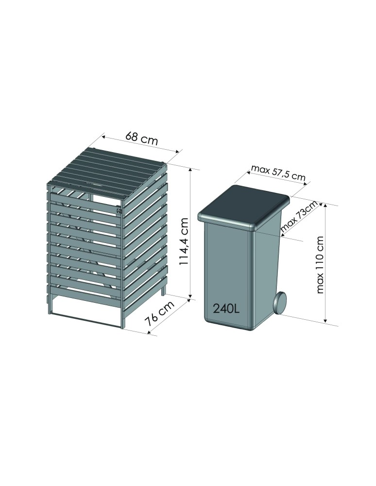 Obudowy na Kosze - Pojedyncza obudowa na kosze OBK 1x240L Naturalna - product b2b.wamar.biz 7