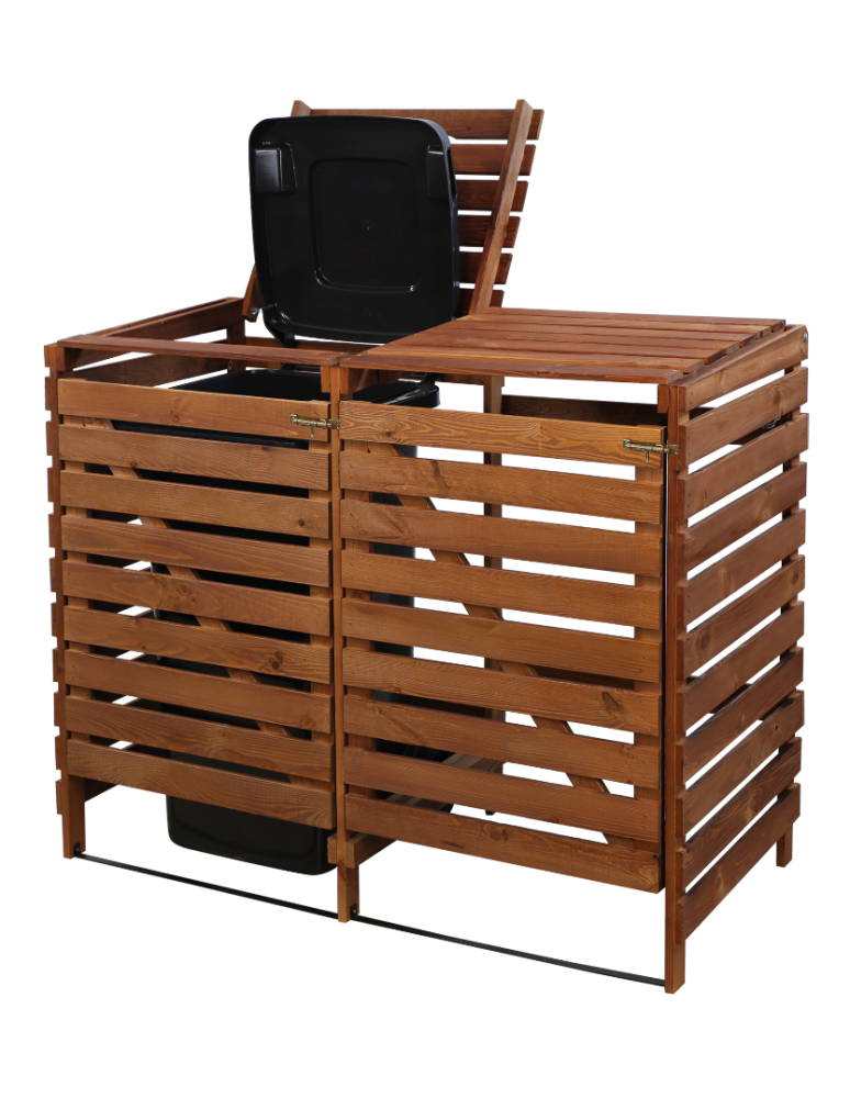 Obudowy na Kosze - Podwójna obudowa na kosze OBK 2x240L Brązowa - product b2b.wamar.biz 3