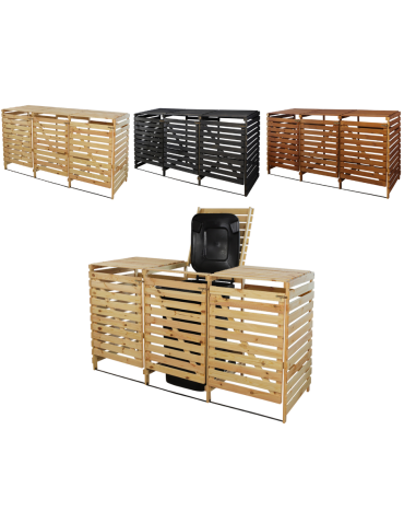 Potrójna obudowa na kosze OBK 3x240L Naturalna