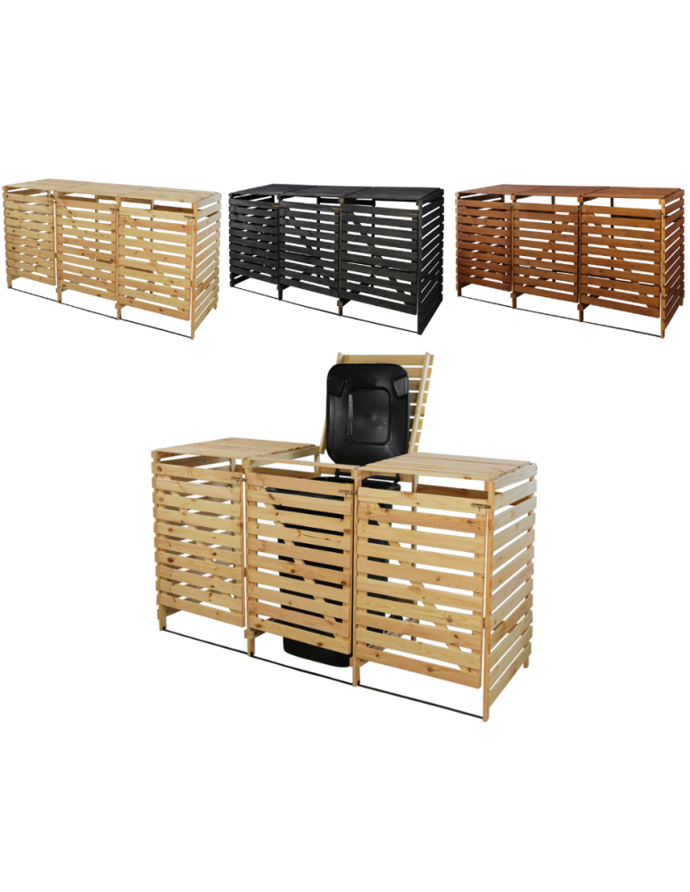 Obudowy na Kosze - Potrójna obudowa na kosze OBK 3x240L Naturalna - product b2b.wamar.biz 1