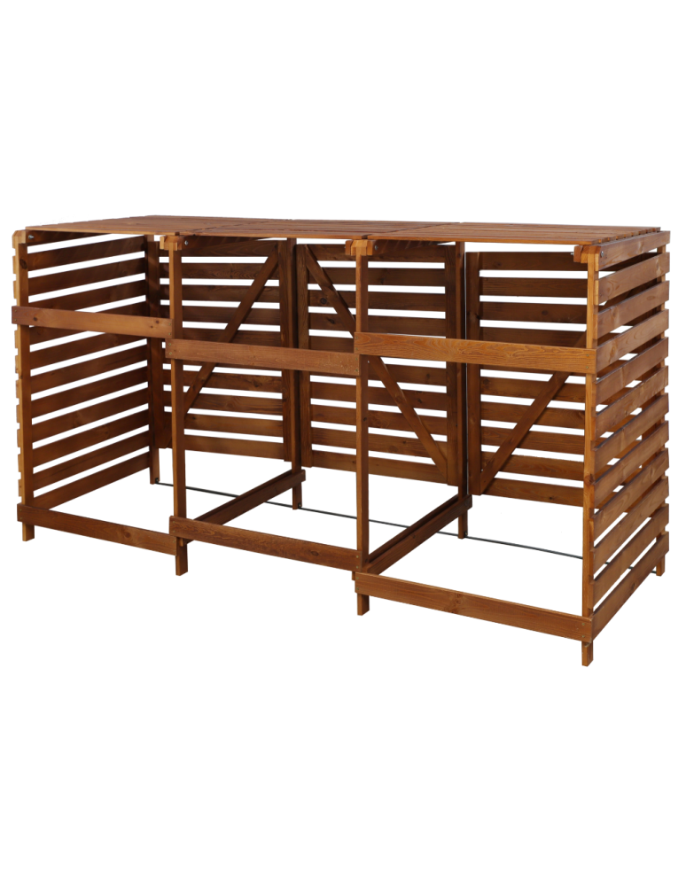 Obudowy na Kosze - Potrójna obudowa na kosze OBK 3x240L Brązowa - product b2b.wamar.biz 2