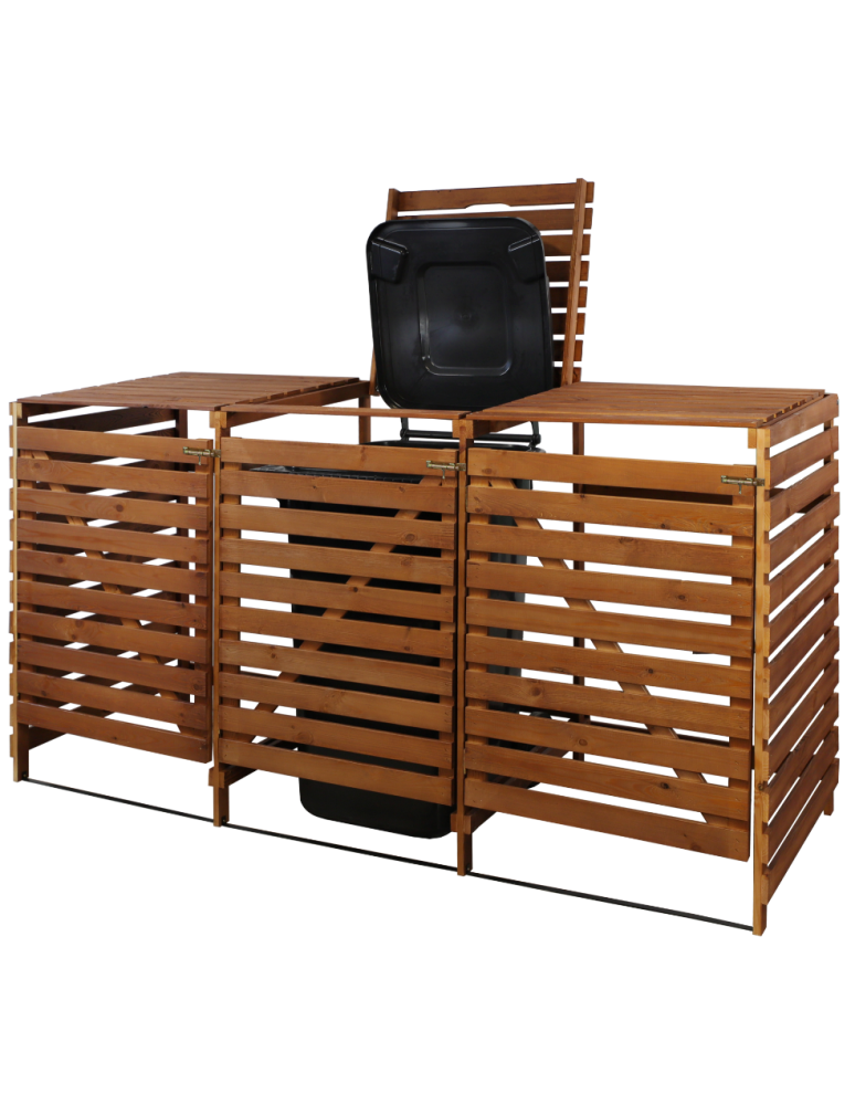 Obudowy na Kosze - Potrójna obudowa na kosze OBK 3x240L Brązowa - product b2b.wamar.biz 3