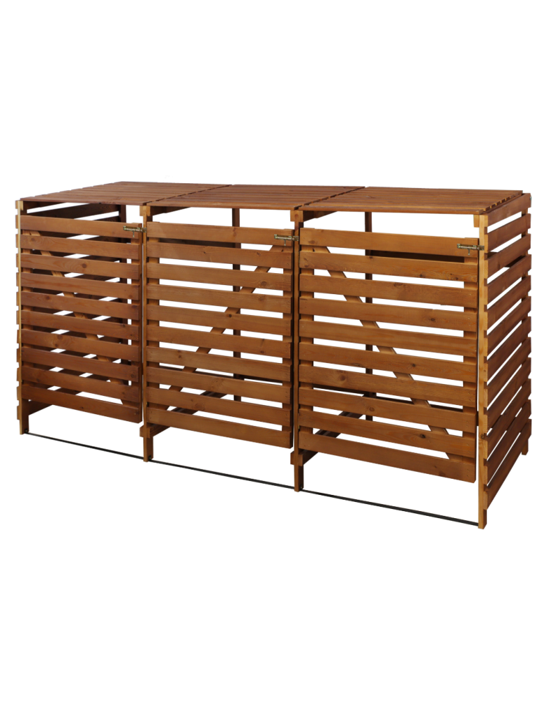 Obudowy na Kosze - Potrójna obudowa na kosze OBK 3x240L Brązowa - product b2b.wamar.biz 4