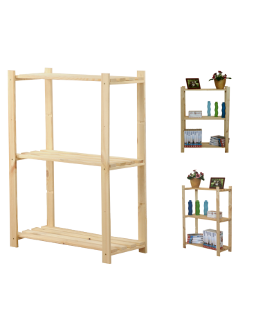 Sosnowy Regał 3-półkowy RA – Naturalny