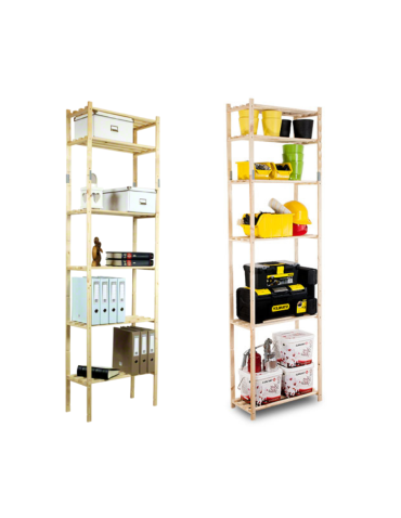 Sosnowy Regał 6-półkowy RA – Naturalny