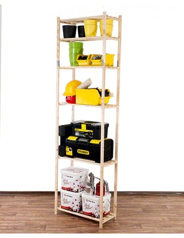 Regały - Sosnowy Regał 6-półkowy RA – Naturalny - product 12