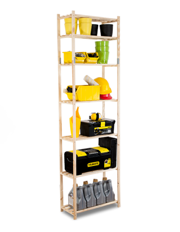 Regały - Sosnowy Regał 7-półkowy RA – Naturalny - product 4